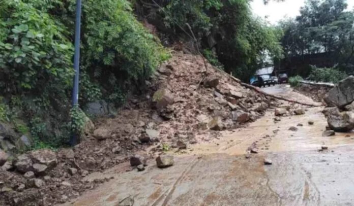 Landslide on road