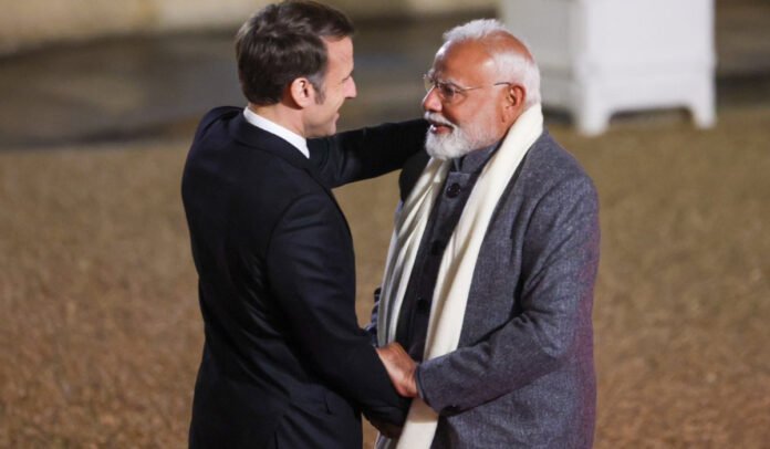 Prime Minister Narendra Modi with French President Emmanuel Macron