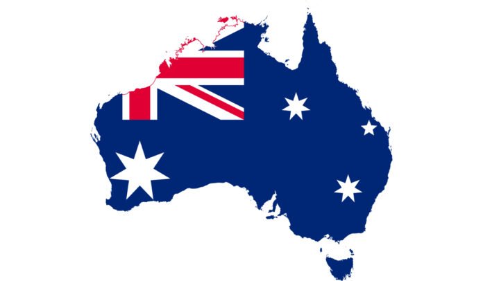 Australia map and flag Australia map and flag