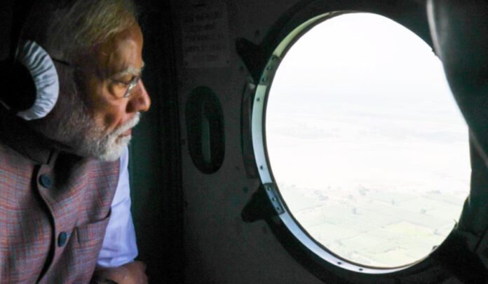 PM Modi aerial survey of Punjab Floods