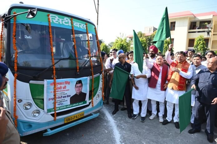 Pushkar Singh Dhami flags off bus
