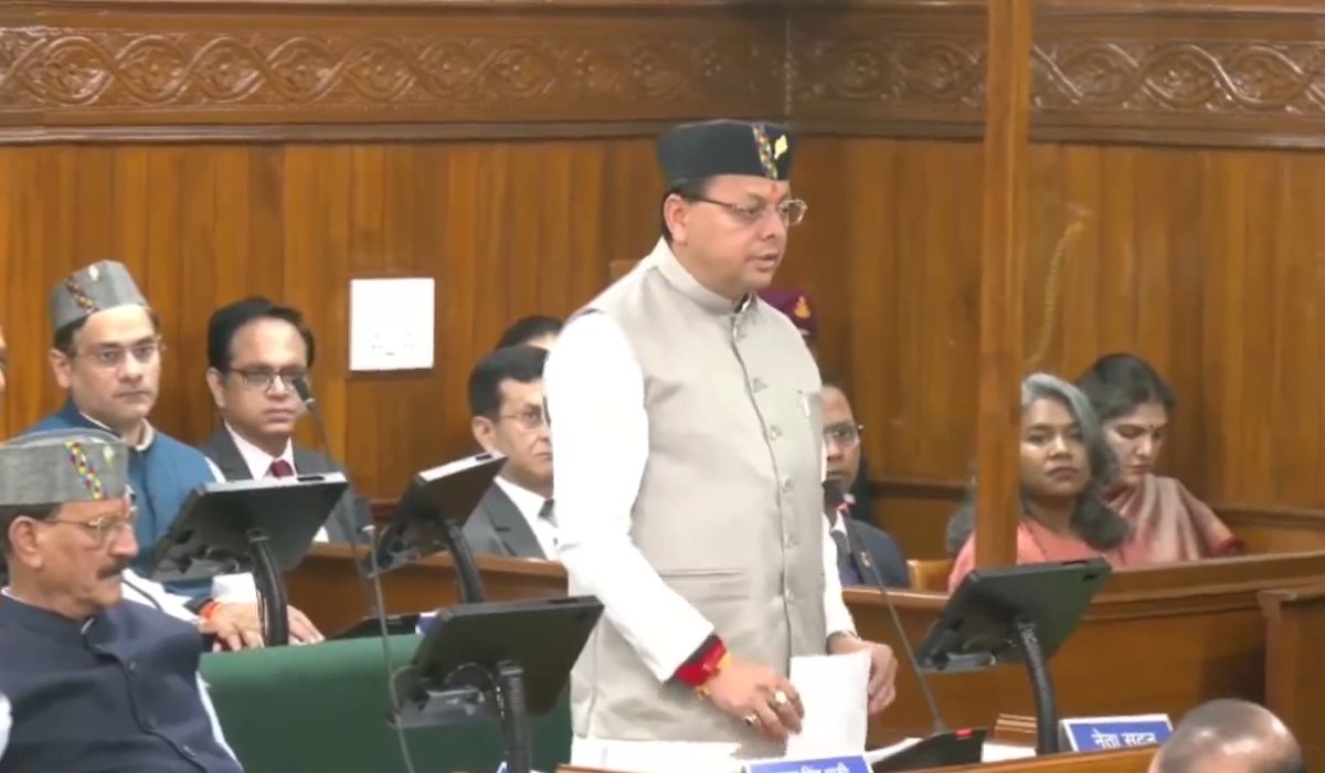 Pushkar Singh Dhami in Uttarakhand Legislative Assembly