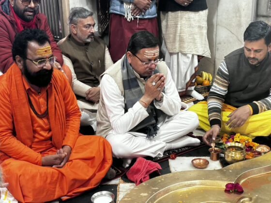 Pushkar Singh Dhami offering prayers at Daksheshwar Mahadev Temple